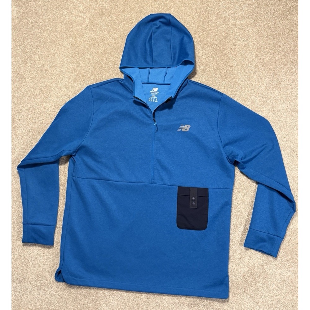 New Balance Hoodie Men's Size 2Xl Q Speed Blue Running Gear Excellent Condition